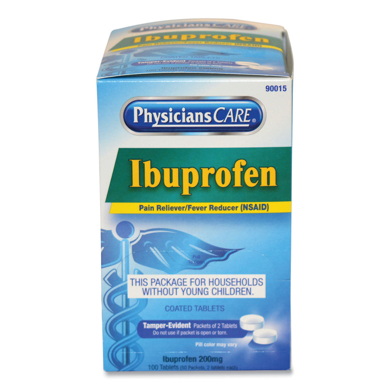 PhysiciansCare Ibuprofen Medication, Two-Pack, 50 Packs/Box
