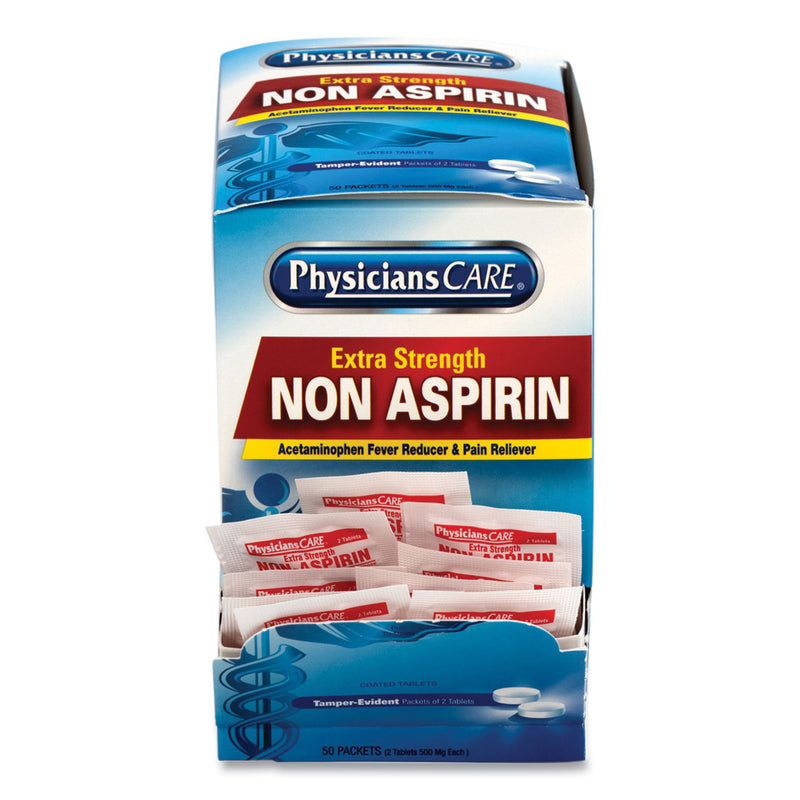 PhysiciansCare Non Aspirin Acetaminophen Medication, Two-Pack, 50 Packs/Box