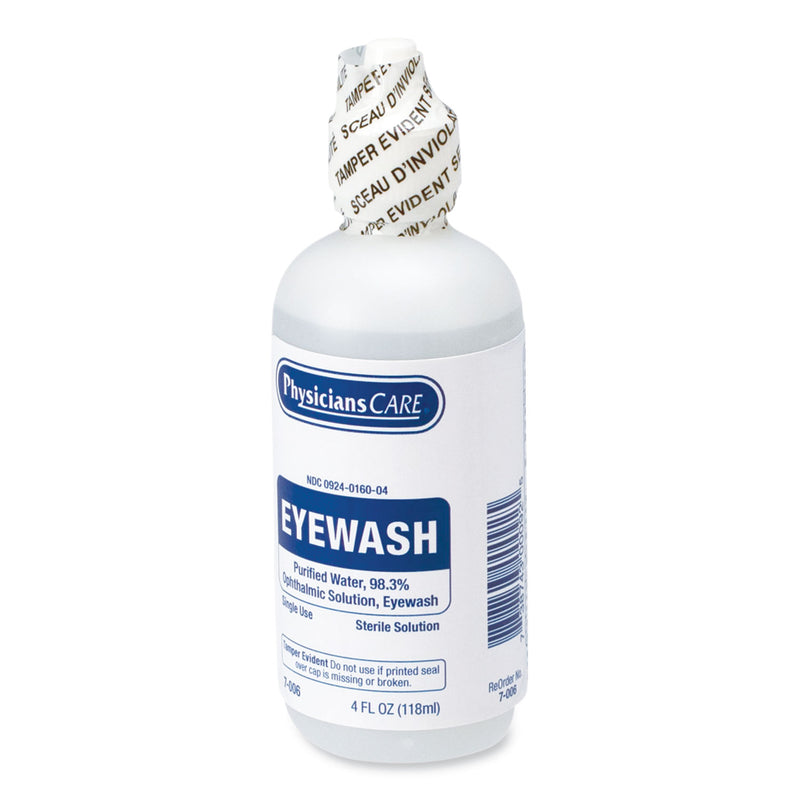 PhysiciansCare First Aid Refill Components Disposable Eye Wash, 4 oz Bottle