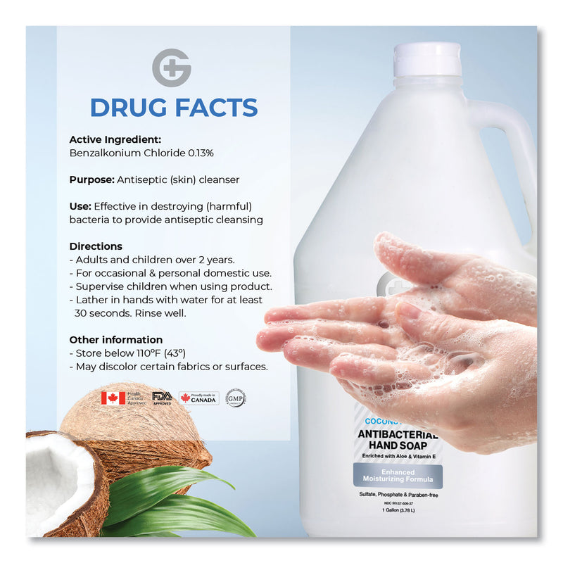 Germs Be Gone Antibacterial Hand Soap, Aloe, 1 gal Cap Bottle