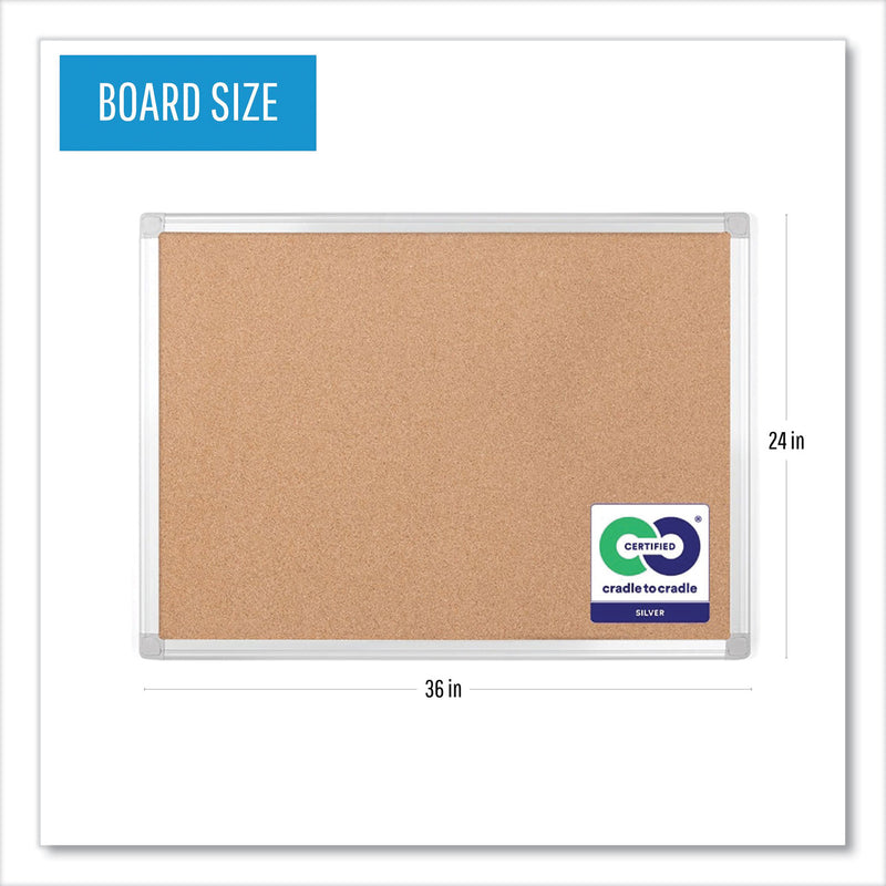 MasterVision Earth Cork Board, 24 x 36, Aluminum Frame