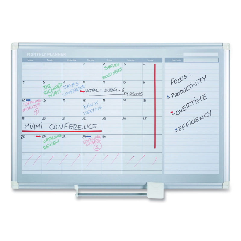 MasterVision Monthly Planner, 36x24, Silver Frame