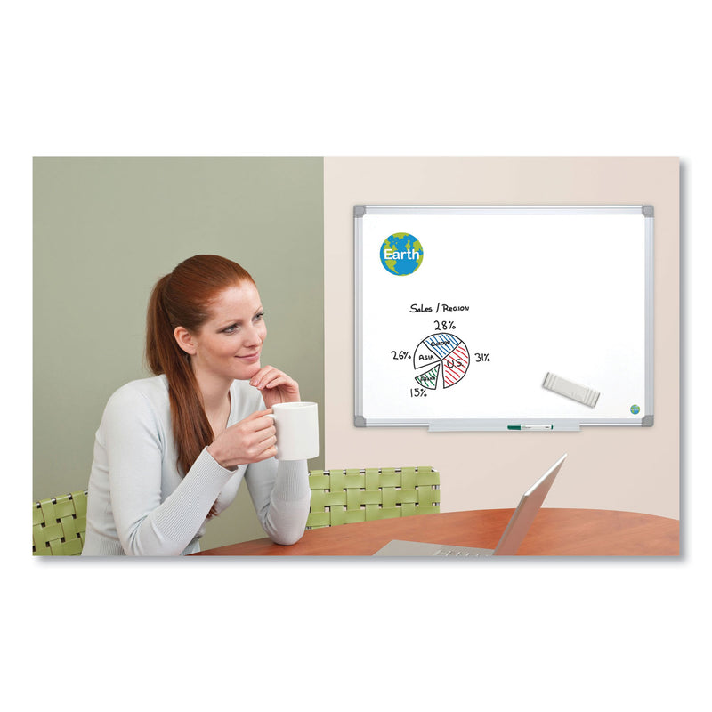 MasterVision Earth Silver Easy Clean Dry Erase Boards, 48 x 96, White, Aluminum Frame