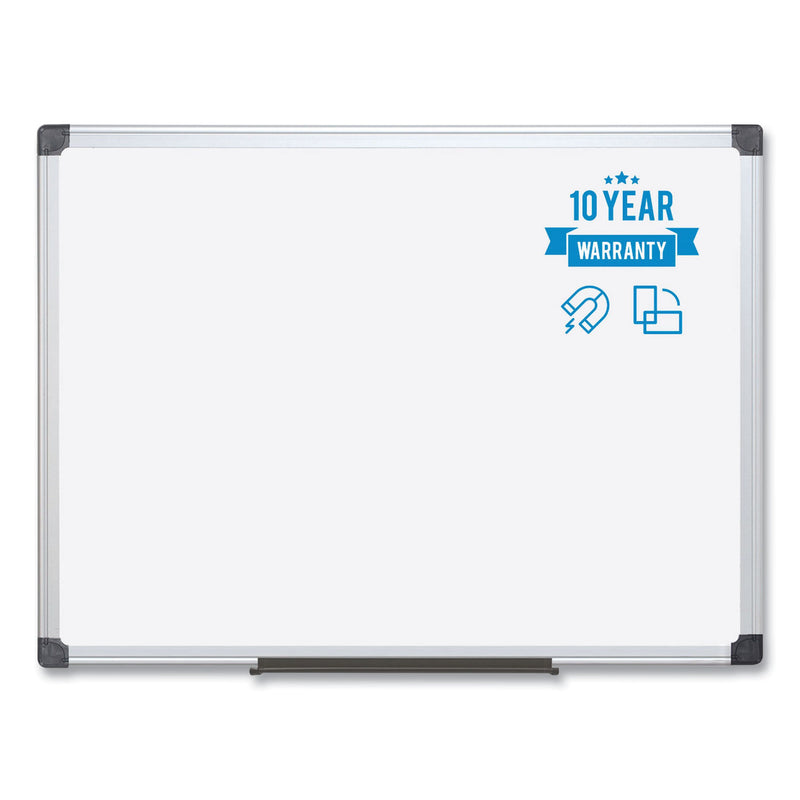 MasterVision Value Lacquered Steel Magnetic Dry Erase Board, 48 x 96, White, Aluminum Frame