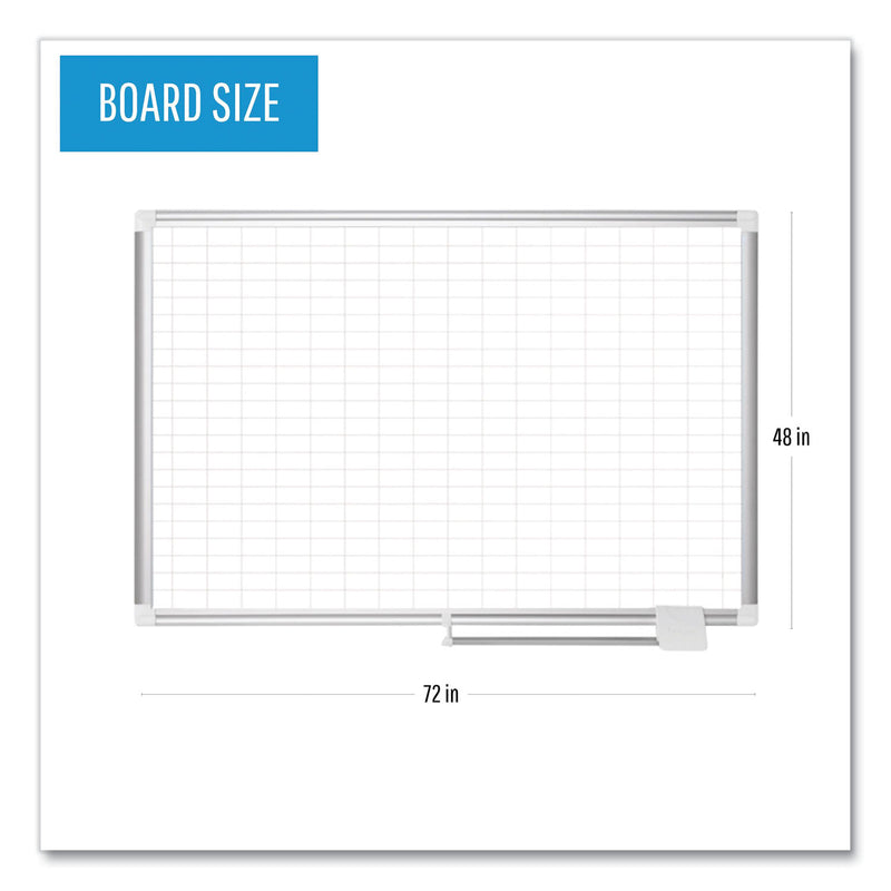 MasterVision Grid Planning Board, 1 x 2 Grid, 72 x 48, White/Silver