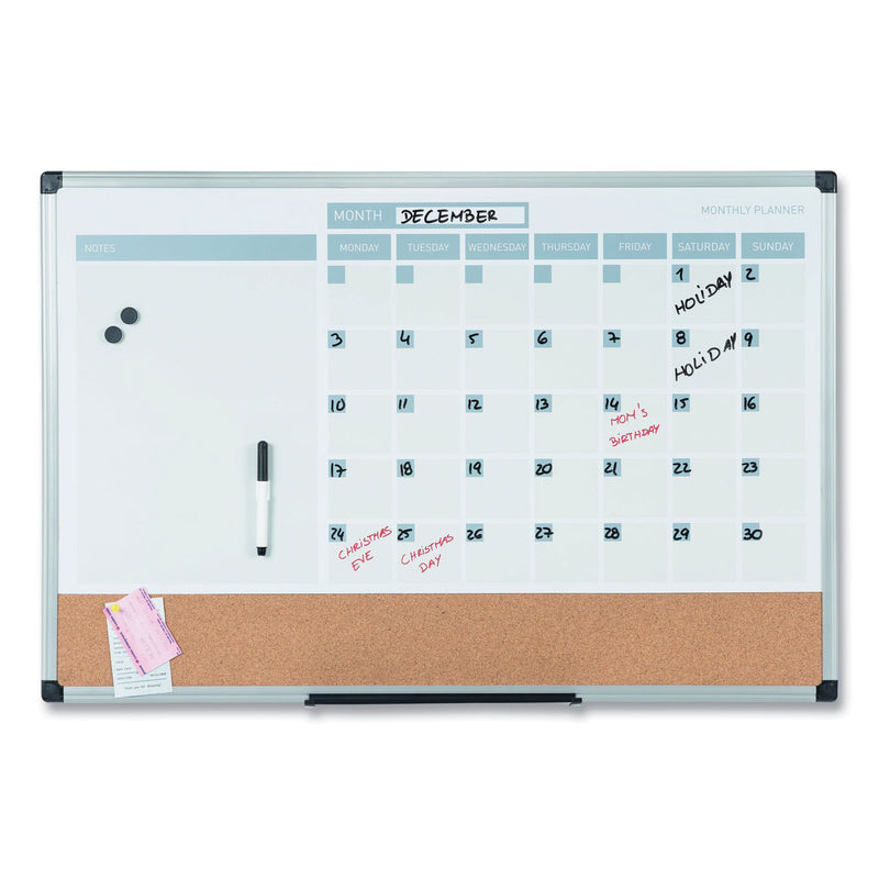 MasterVision 3-in-1 Calendar Planner Dry Erase Board, 24 x 18, Aluminum Frame