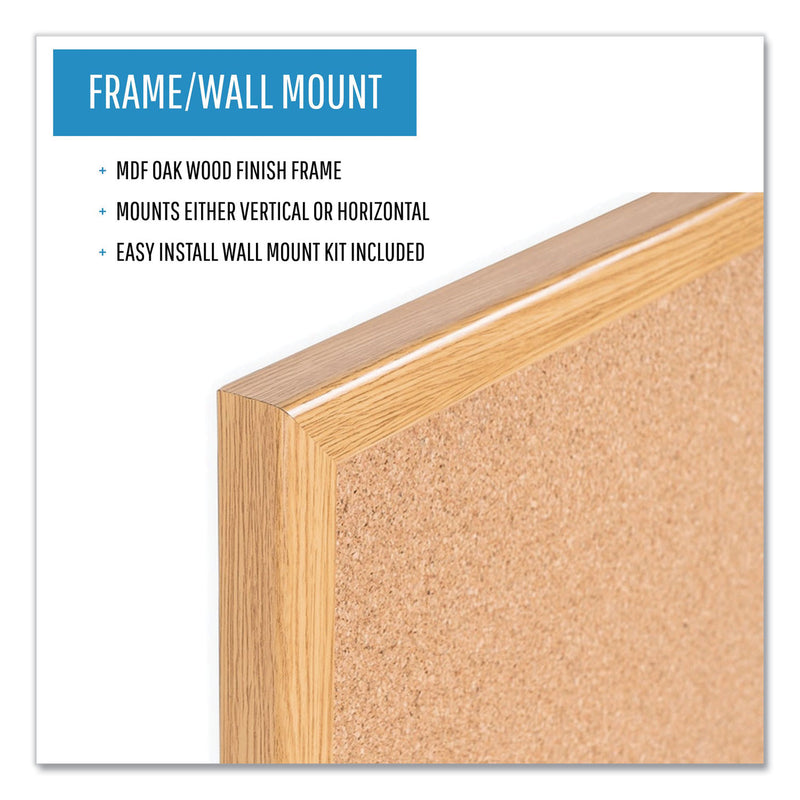 MasterVision Value Cork Bulletin Board with Oak Frame, 24 x 36, Natural