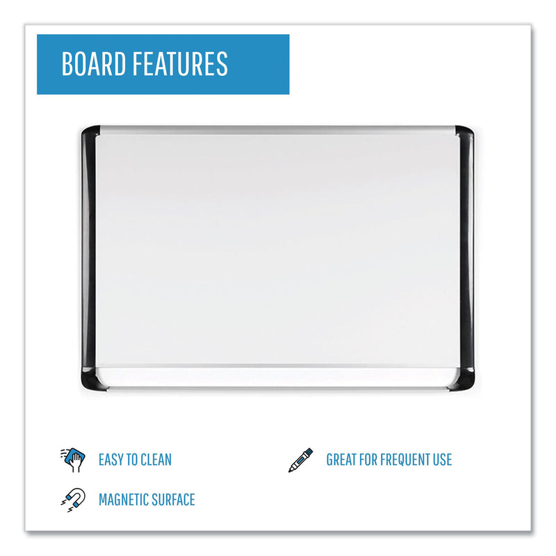 MasterVision Lacquered steel magnetic dry erase board, 24 x 36, Silver/Black