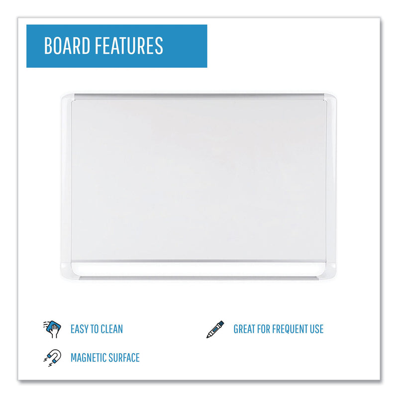 MasterVision Lacquered steel magnetic dry erase board, 36 x 48, Silver/White