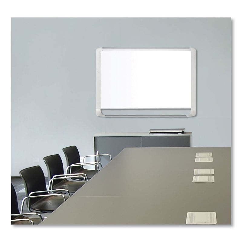MasterVision Lacquered steel magnetic dry erase board, 48 x 72, Silver/White