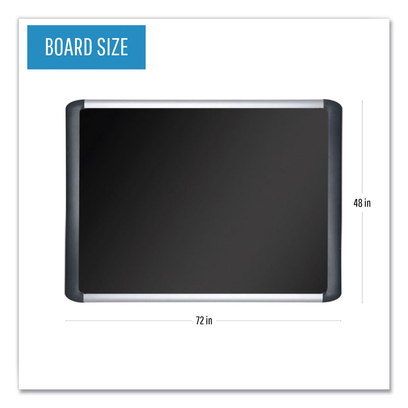 MasterVision Black fabric bulletin board, 48 x 72, Silver/Black