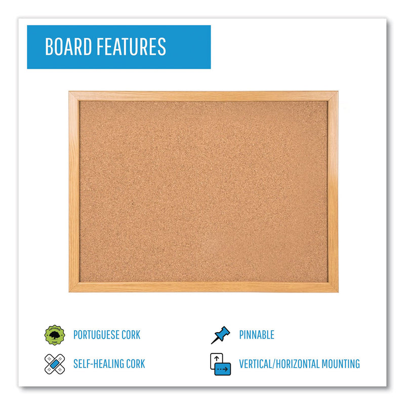 MasterVision Value Cork Bulletin Board with Oak Frame, 36 x 48, Natural