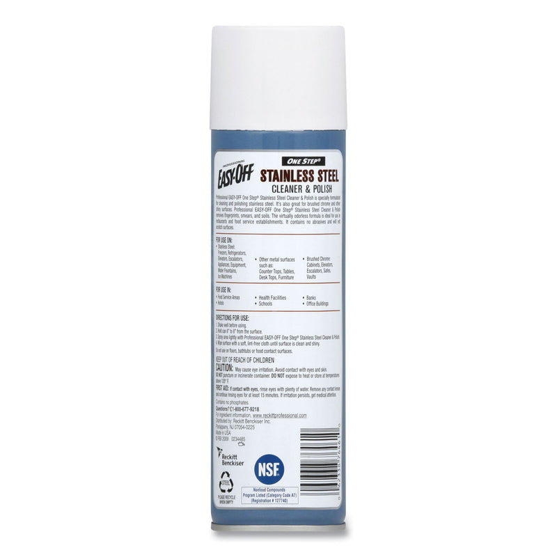 Professional EASY-OFF Stainless Steel Cleaner and Polish, 17 oz Aerosol Spray, 6/Carton