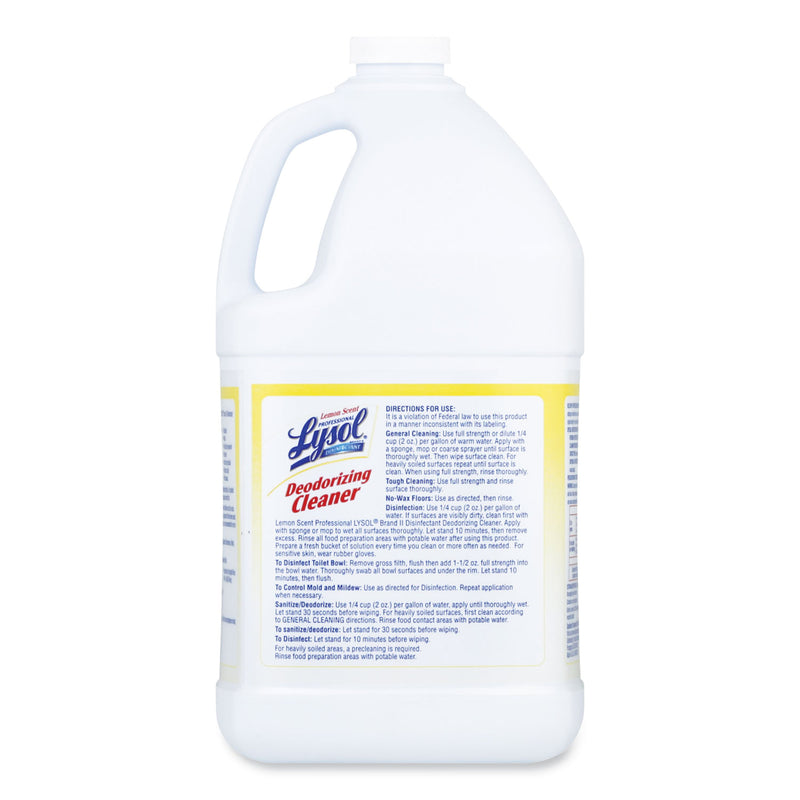 Professional LYSOL Disinfectant Deodorizing Cleaner Concentrate, 1 gal Bottle, Lemon, 4/Carton