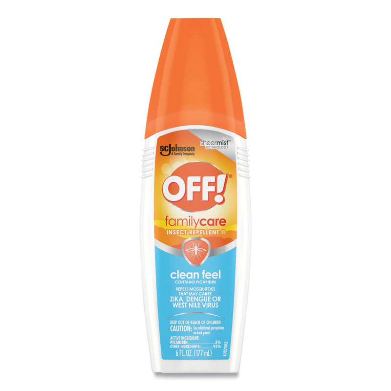 OFF! FamilyCare Clean Feel Spray Insect Repellent, 6 oz Spray Bottle, 12/Carton