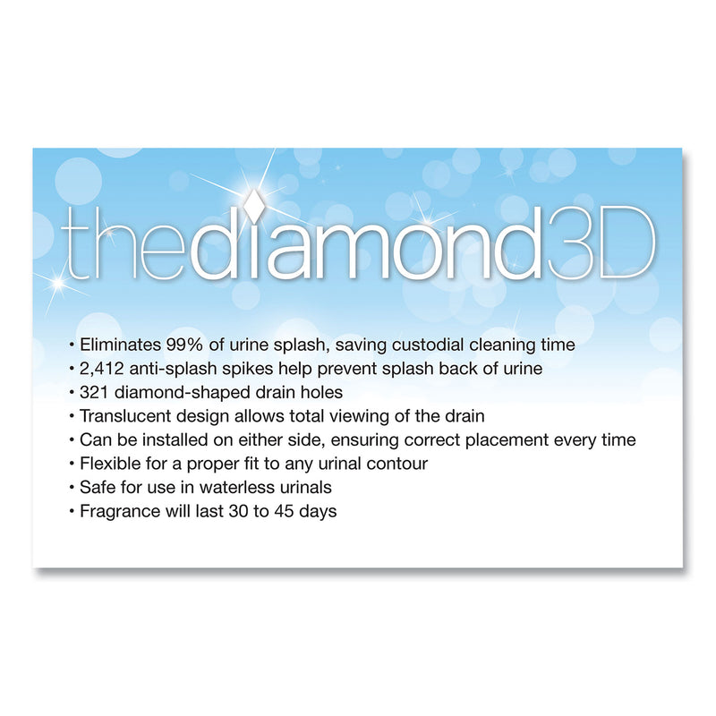 Big D Industries Diamond 3D Urinal Screen, Mountain Air Scent, Blue, 10/Pack, 6 Packs/Carton