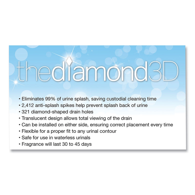 Big D Industries Diamond 3D Urinal Screen, Melon Mist Scent, Clear, 10/Pack, 6 Packs/Carton