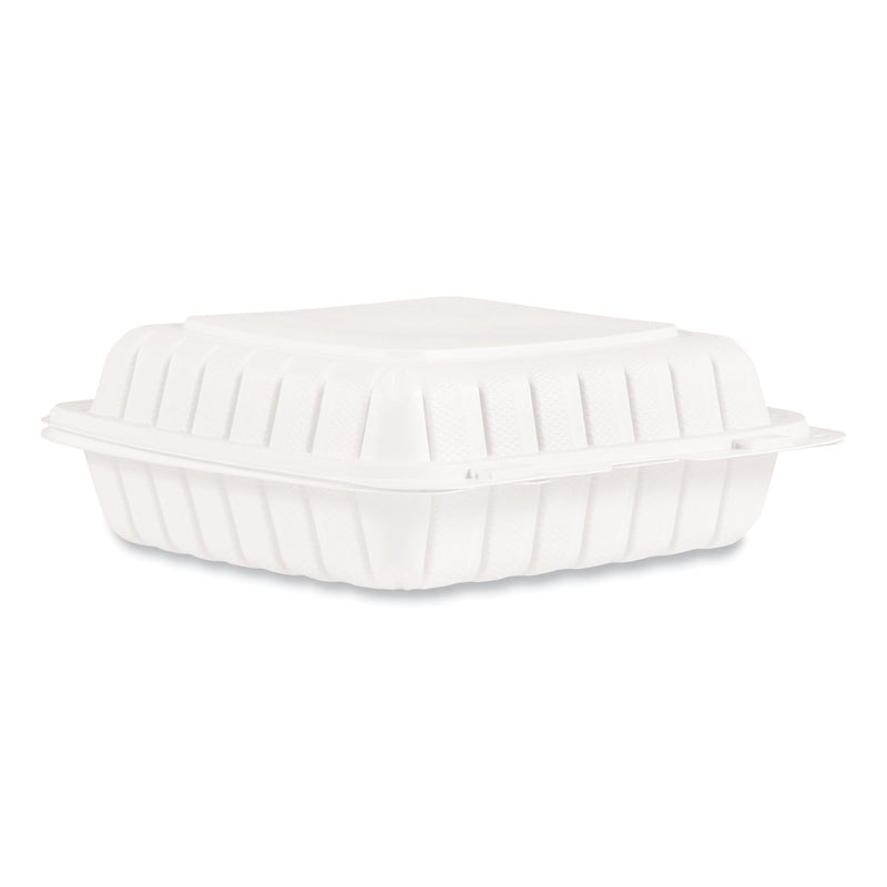 ProPlanet Hinged Lid Containers, Single Compartment, 9 x 8.8 x 3, White, Plastic, 150/Carton