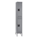 Tennsco Double Tier Locker with Legs, Single Stack, 12w x 18d x 78h, Medium Gray