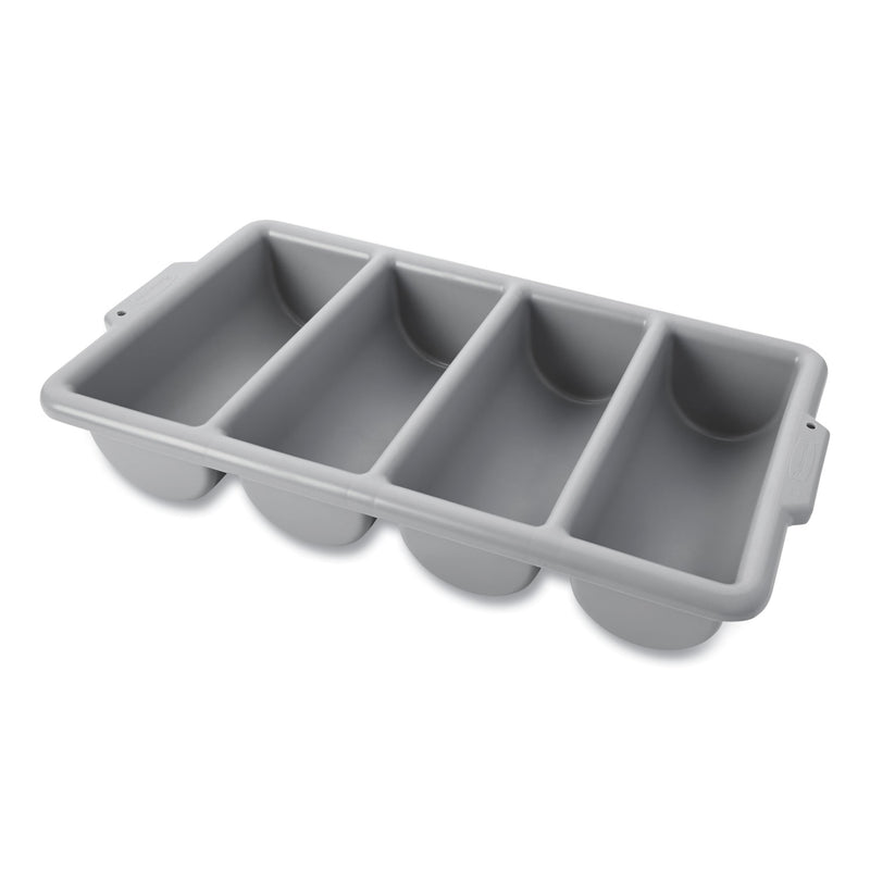 Rubbermaid Cutlery Bin, 4 Compartments, Plastic, 11.5 x 21.25 x 3.75, Plastic, Gray