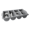 Rubbermaid Cutlery Bin, 4 Compartments, Plastic, 11.5 x 21.25 x 3.75, Plastic, Gray