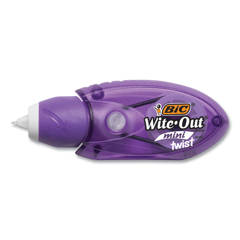 BIC Wite-Out Mini Twist Correction Tape, Non-Refillable, Blue/Fuchsia Applicators 0.2" x 314", 2/Pack