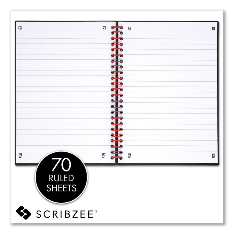 Black n' Red Flexible Cover Twinwire Notebook, SCRIBZEE Compatible, 1 Subject, Wide/Legal Rule, Black Cover, 8.25 x 5.63, 70 Sheets