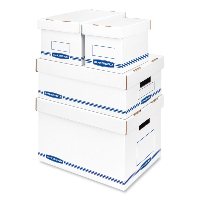 Bankers Box Organizer Storage Boxes, Large, 12.75" x 16.5" x 6.5", White/Blue, 12/Carton