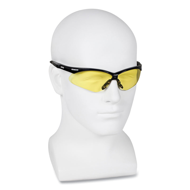 KleenGuard Nemesis Safety Glasses, Black Frame, Amber Lens, 12/Box