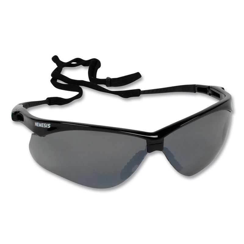 KleenGuard Nemesis Safety Glasses, Black Frame, Smoke Mirror Lens, 12/Box