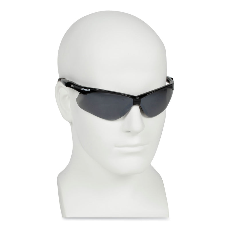 KleenGuard Nemesis Safety Glasses, Black Frame, Smoke Mirror Lens, 12/Box