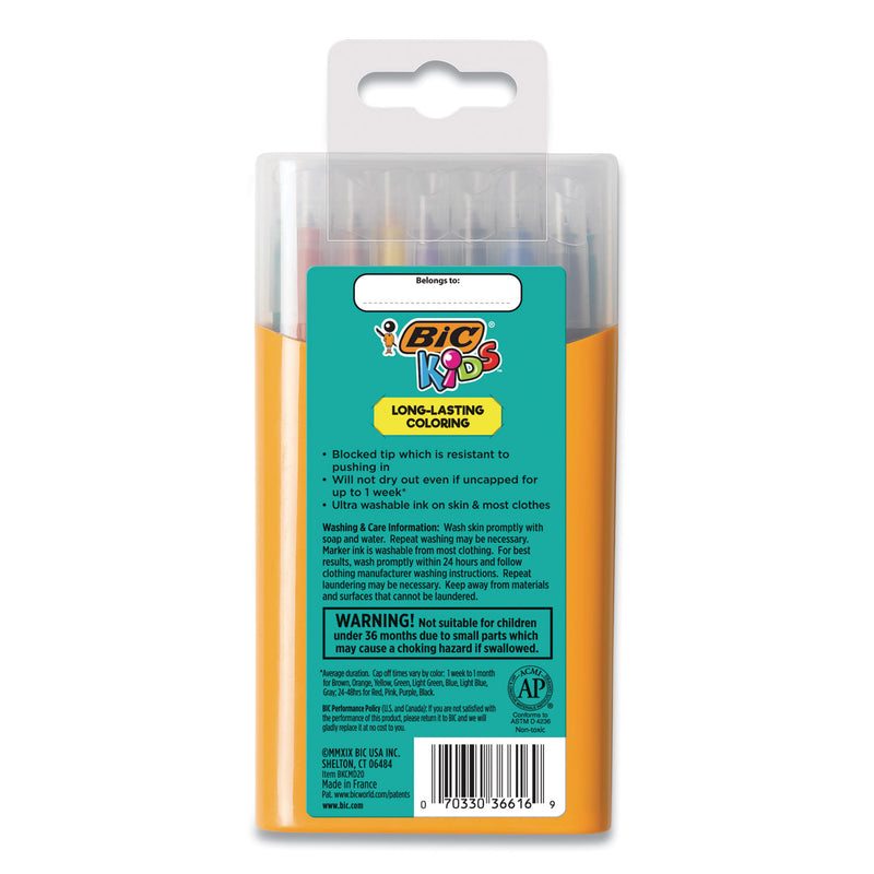 BIC Kids Ultra Washable Markers, Plastic Tube, Medium Bullet Tip, Assorted Colors, 20/Pack
