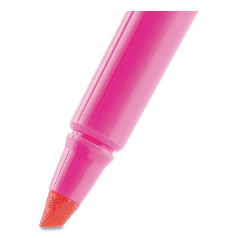 BIC Brite Liner Highlighter, Fluorescent Pink Ink, Chisel Tip, Pink/Black Barrel, Dozen