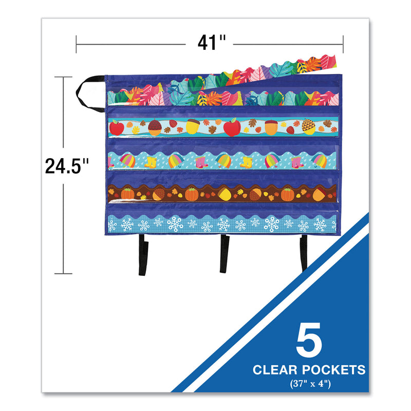 Carson-Dellosa Education Border Storage Pocket Chart, Blue/Clear, 41" x 24.5"