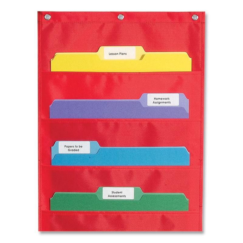 Carson-Dellosa Education Storage Pocket Chart, 10 Pockets, Hanger Grommets, 14 x 47, Red