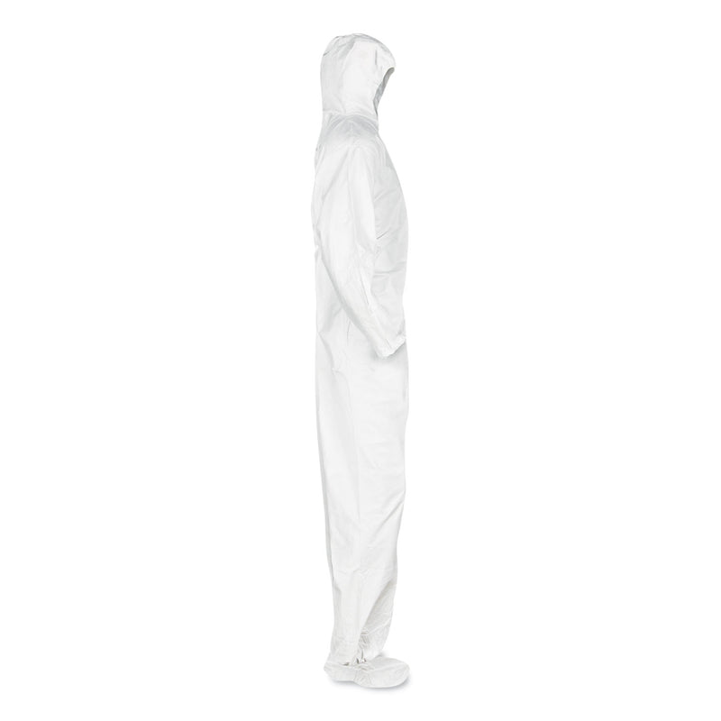 KleenGuard A20 Breathable Particle Protection Coveralls, Elastic Back, Hood and Boots, Large, White, 24/Carton