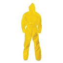 KleenGuard A70 Chemical Spray Protection Coveralls, Hooded, Storm Flap, Large, Yellow, 12/Carton