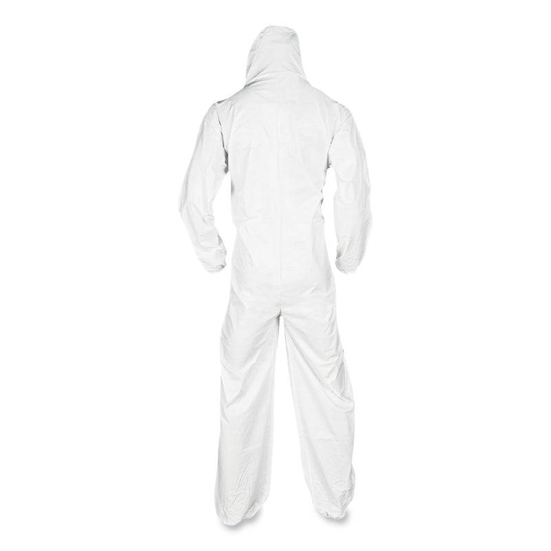 KleenGuard A20 Breathable Particle Protection Coveralls, Elastic Back, Hood and Boots, Large, White, 24/Carton