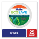 Hefty ECOSAVE Tableware, Bowl, Bagasse, 16 oz, White, 25/Pack, 12 Packs/Carton