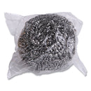 Boardwalk Stainless Steel Scrubber, Large Size, 2.5 x 2.75, Steel Gray, 12/Carton