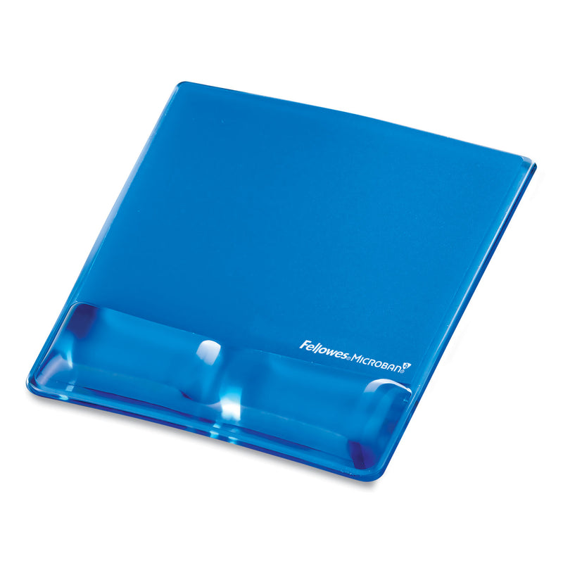 Fellowes Gel Wrist Support with Attached Mouse Pad, 8.25 x 9.87, Blue