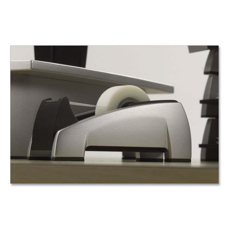 Fellowes Office Suites Desktop Tape Dispenser, Heavy Base, 1" Core, Plastic, Black/Silver