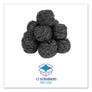 Boardwalk Stainless Steel Scrubber, Large Size, 2.5 x 2.75, Steel Gray, 12/Carton