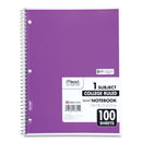 Mead Spiral Notebook, 3-Hole Punched, 1 Subject, Medium/College Rule, Randomly Assorted Covers, 11 x 8, 100 Sheets