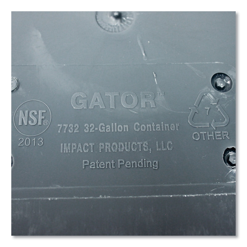 Impact Gator Plus Container, Round, Plastic, 32 gal, Gray