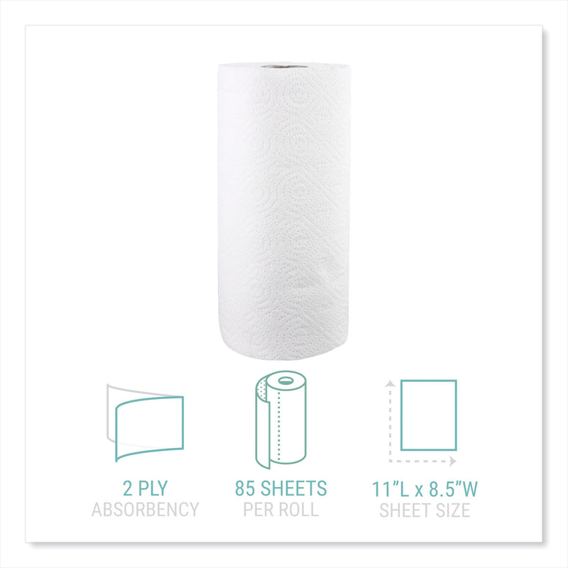Windsoft Kitchen Roll Towels, 2-Ply, 11 x 8.5, White, 85/Roll, 30 Rolls/Carton