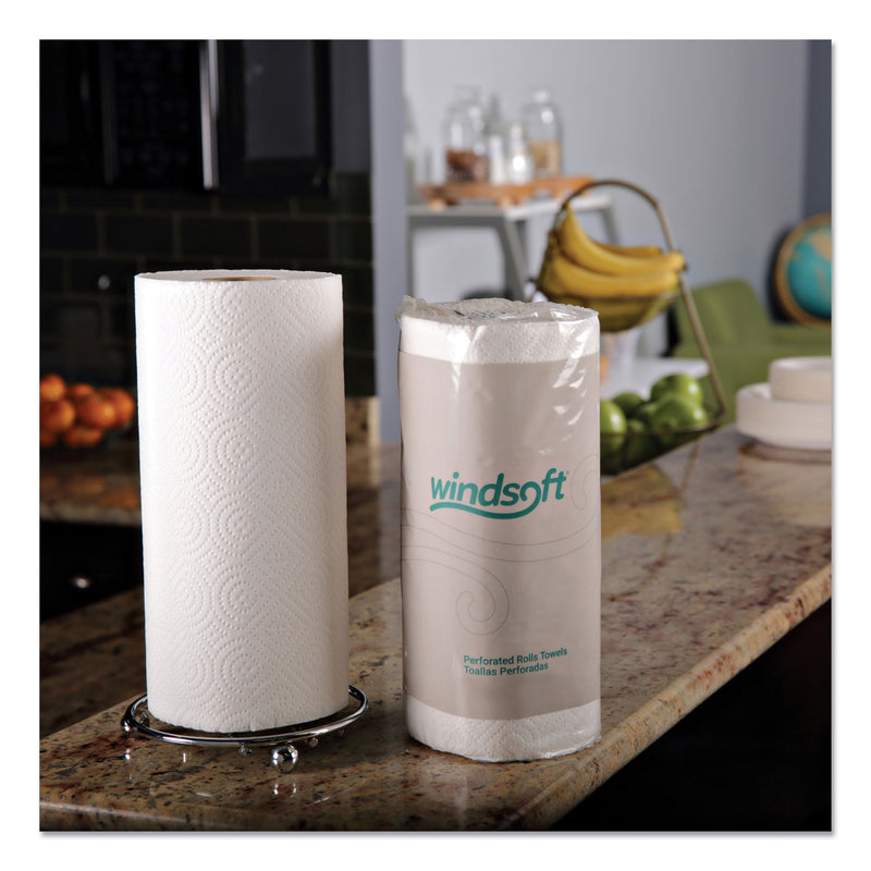 Windsoft Kitchen Roll Towels, 2-Ply, 11 x 8.8, White, 100/Roll, 30 Rolls/Carton