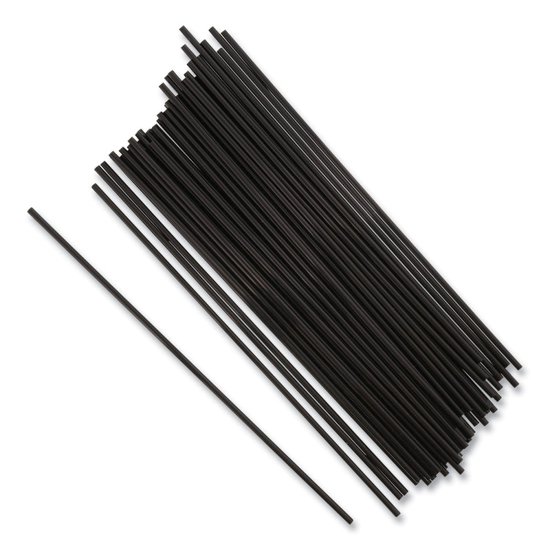 AmerCareRoyal Sip Straws, 7.5", Plastic, Black, 10,000/Carton