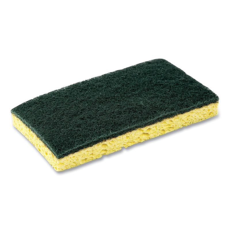 AmerCareRoyal Heavy-Duty Scrubbing Sponge, 3.5 x 6, 0.85" Thick, Yellow/Green, 20/Carton