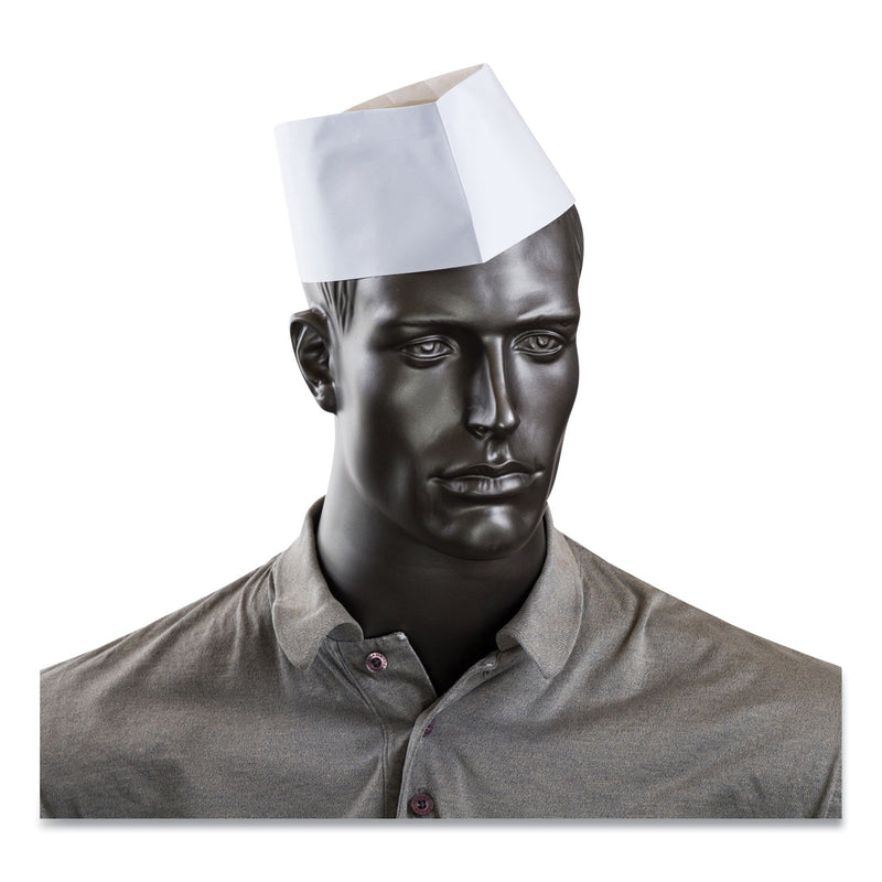 AmerCareRoyal Classy Cap, Crepe Paper, Adjustable, One Size Fits All, White, 100 Caps/Pack, 10 Packs/Carton